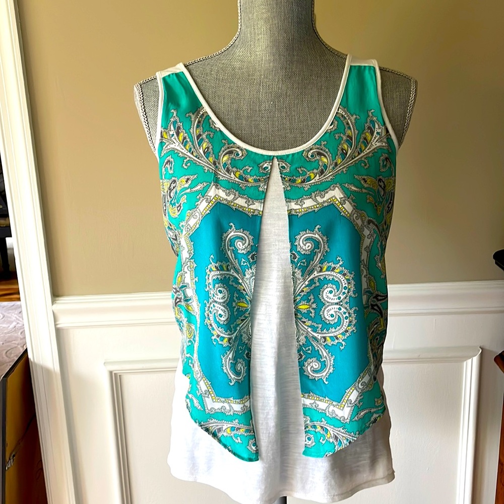LEIFNOTES paisley silk and cotton racer back top